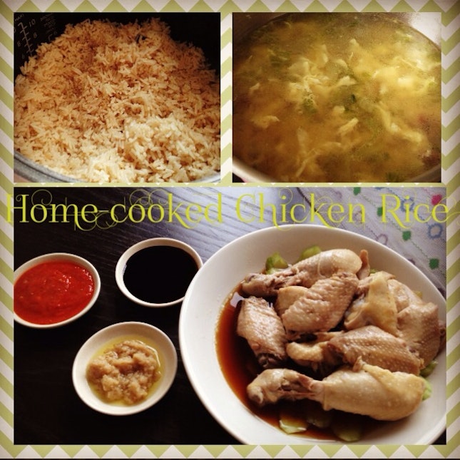 Self-cooked Chicken Rice By Mum