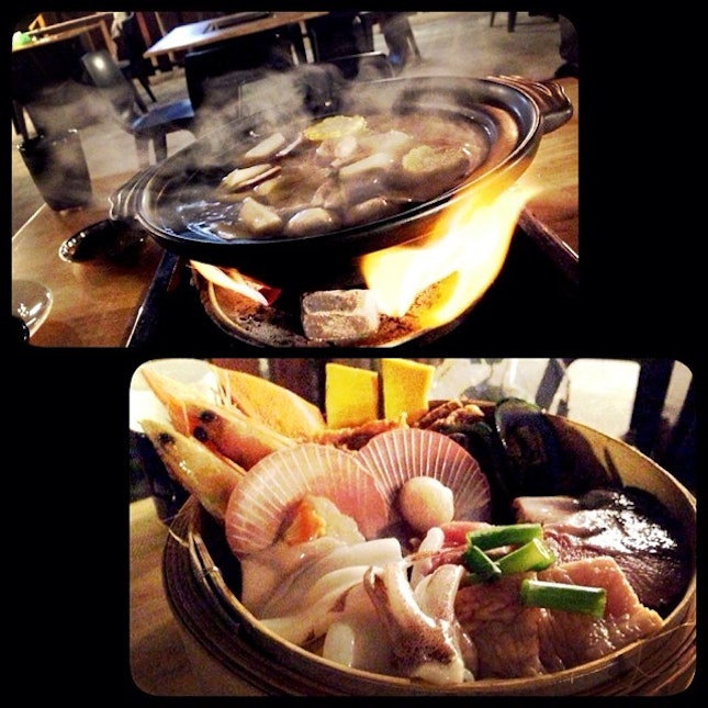 Traditional charcoal steamboat with peaceful oldie song...
