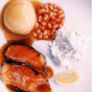 Salmon Steak With Savory Mash & Baked Beans