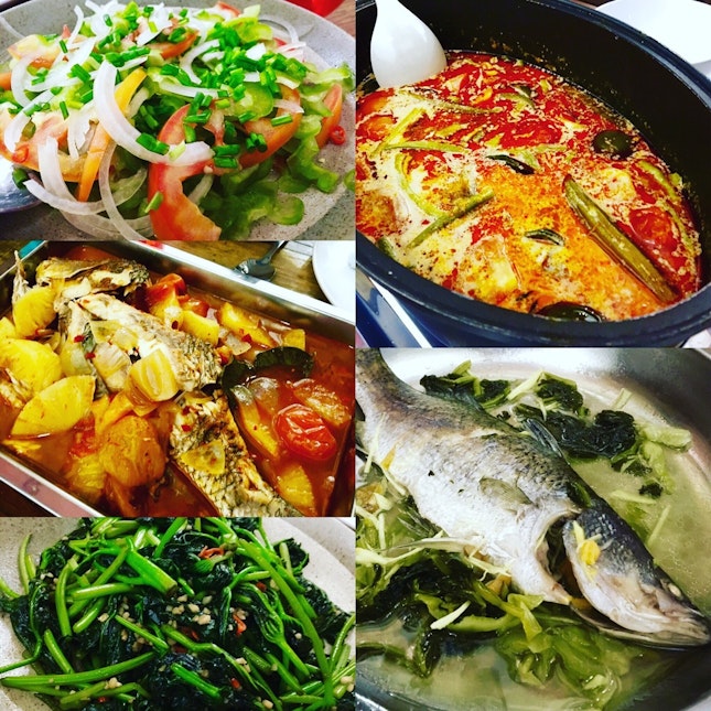 Fish Cooked In 3 Ways (curry, Assam, Steamed) Plus Vege From The Garden