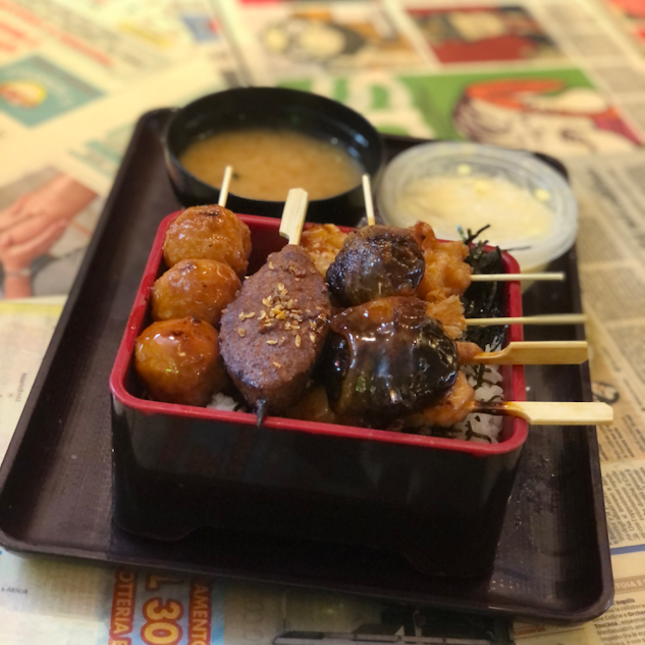 Set A with chicken cheese ball, mala tsukene and shiitake mushroom with pork belly $15+