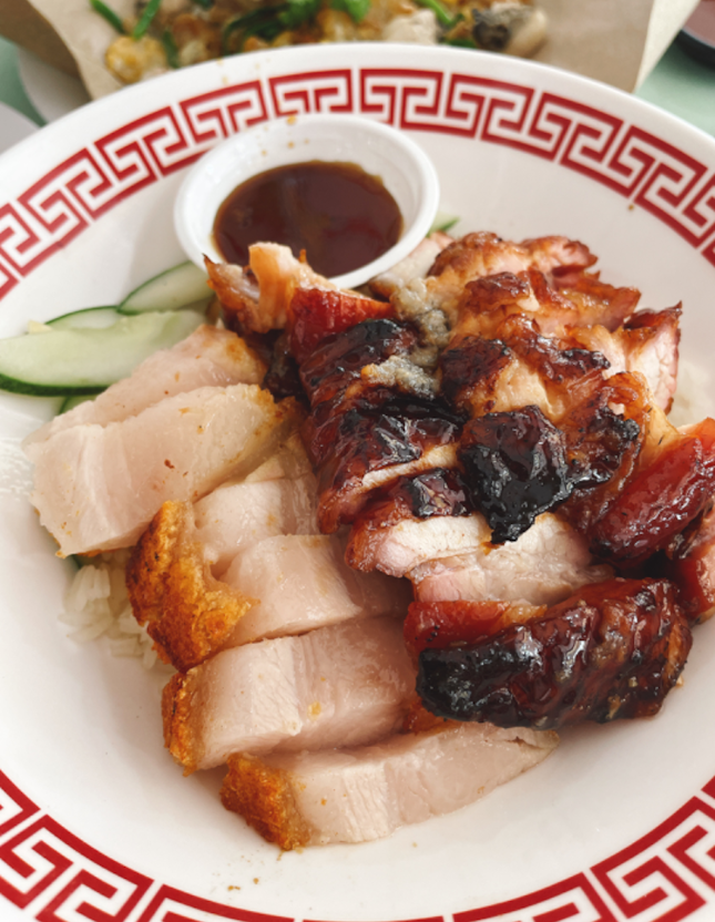 Char siew and roasted pork rice