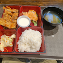 Salmon and chicken katsu set