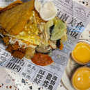 Fried Dory Fish Curry Rice; Egg Tarts