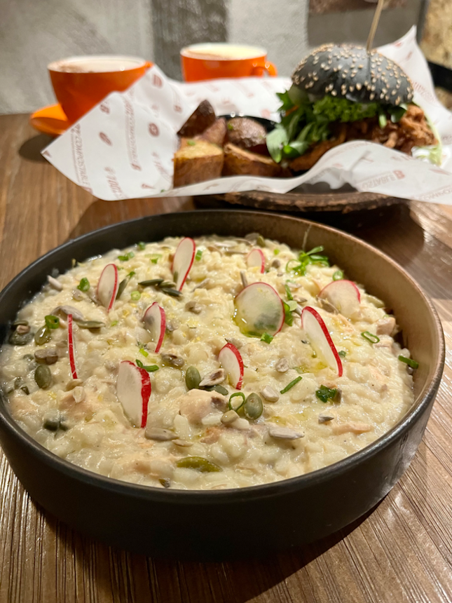 1 For 1 Main: House Hot Smoked Salmon Risotto ($22) 4/5 + Ginger Almond Latte ($7) 5/5