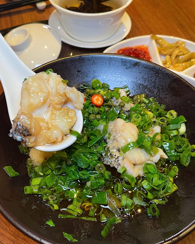 Steamed King Garoupa with Spring Onion Sauce 碧绿葱椒浸龙趸石斑