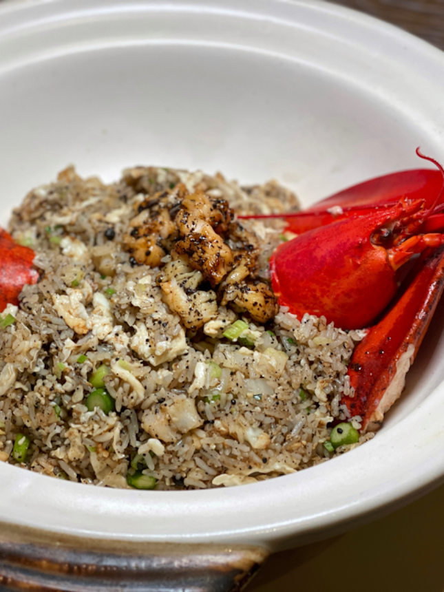 Boston Lobster Black Truffle Fried Rice with Sakura Shrimp [$76.90*, UP: $88.90]