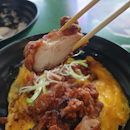 Scrambled eggs rice bowl with chicken cutlet ($6)