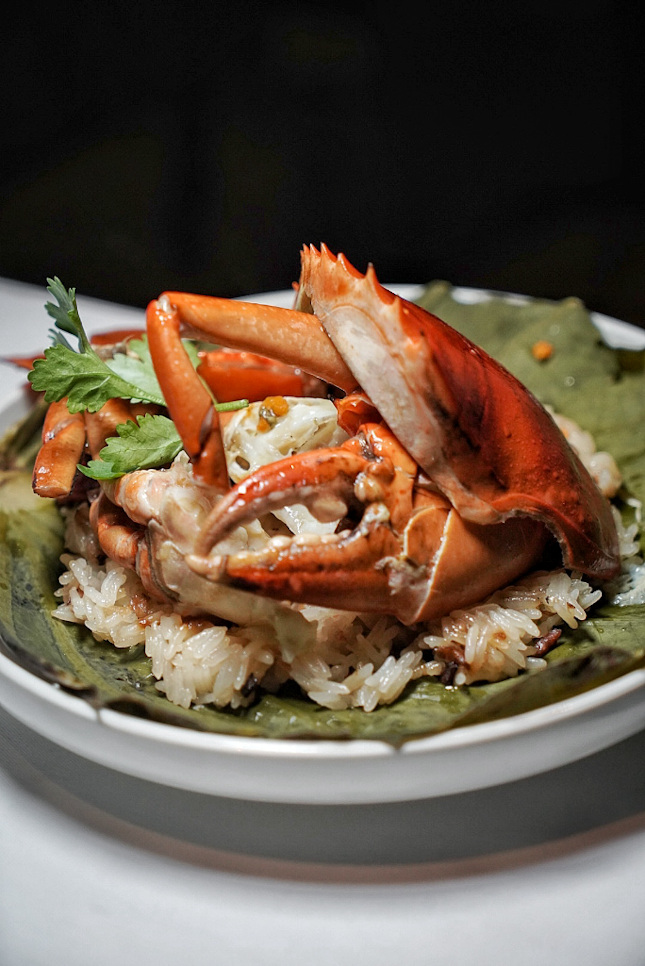 Steamed Crab Roe with Woke-Fried Glutinous Rice