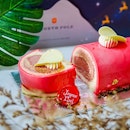 #Xmas2019 🎄
This Cocoa Bean Strawberry Log Cake (of moist genoise sponge, strawberry juice and strawberry inspiration cremeux, tucked under a vibrant red glaze) is one of the new festive creations and gourmet takeaways you'll find available at Shophouse, located at @ShangriLaSG Tower Wing Lobby.