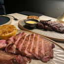 Pork rib-eye and steak