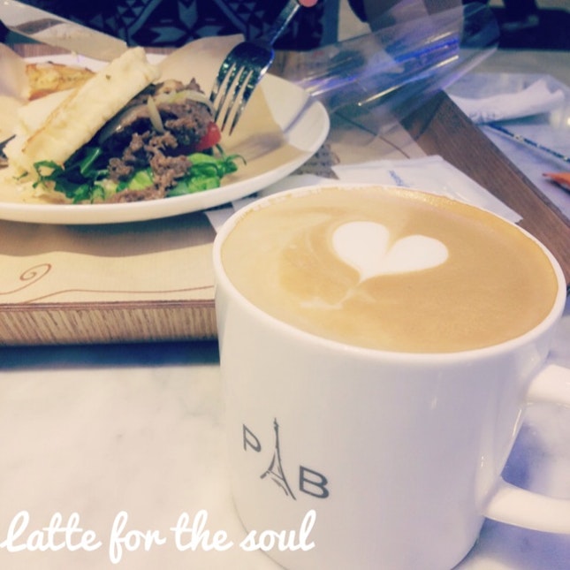 Cafe Latte And Beef Sandwich 