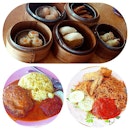 Late#brunch~~ #dimsum (#点心),#Ginger#rice#with#rendang #chicken ,#meesiam #with #fried #chicken #so#full!