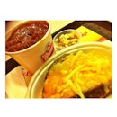 Cheese & Cheese Baked Potato + Beef Chilli #lunch