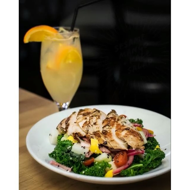 Sesame Mango + Kale Salad with Grilled Chicken Breast ($17.9++).