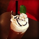 Mint Choc Frappe to cool down from the setting sun!