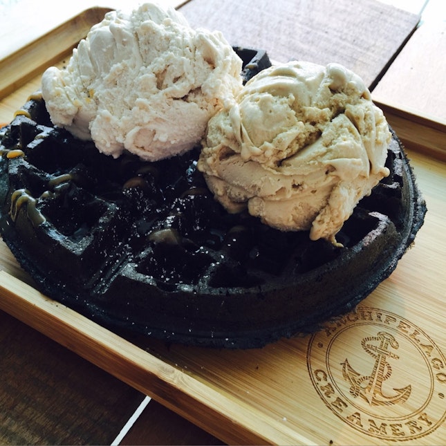 Charcoal Waffle With Earl Grey Lavender & Pistachio