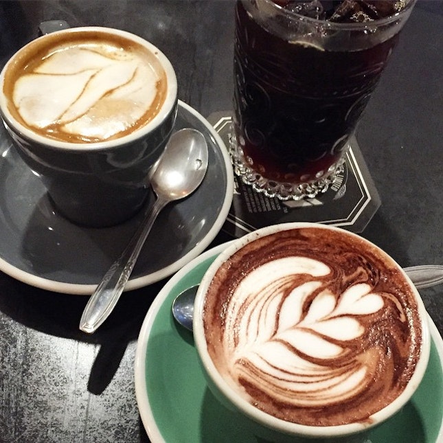 Dad's favourite: Long Black
Mum's favourite: Hot Chocolate 
Me: Soy Flat White 
#cafe #cafesg #coffee #caffeine #sgfoodie #sgig #sgigcafe #sgigfood #sgcafefood #burpple #instafun #instacafe #instafood #instamood #instadaily