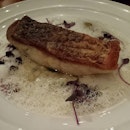 Pan seared sea bass in home made lemon sauce risotto...