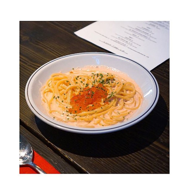 Mentaiko and Ikura cream sauce spaghetti ($16).