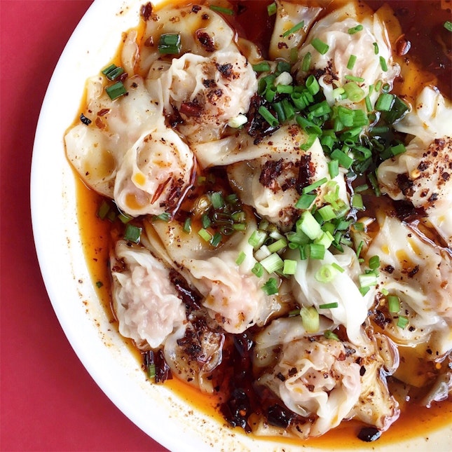 红油抄手 (Hong You Chao Shou) Sze Chuan Chili Dumplings [$4.50]