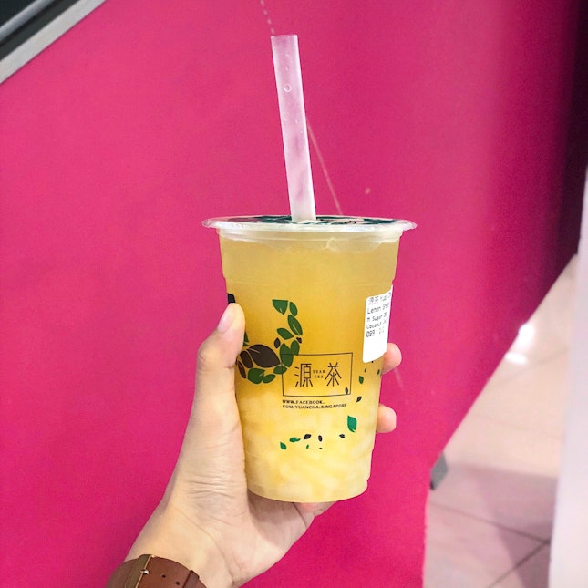 Lemon Green Tea with Coconut Jelly [$3.30 + $0.60]