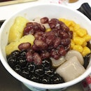Delicious Taiwan Dessert at Blackball, with chewy balls of yam and sweet potato, tapioca slices, pearls and red bean - and underneath this mountain of toppings, winter melon flavoured shaved ice.