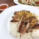 Fried Pork Collar with Rice (that comes with fried garlic bits).
