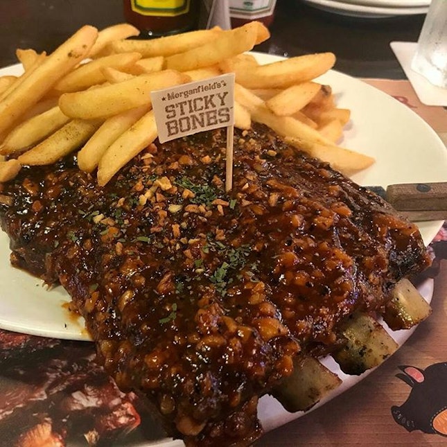 Morganfield's sticky bones one for one (singtel promo) - garlic BBQ and hickory BBQ!