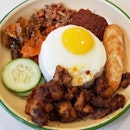 Nasi Lemak With Dry Chicken Curry