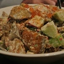 Mixed salad with ikura.