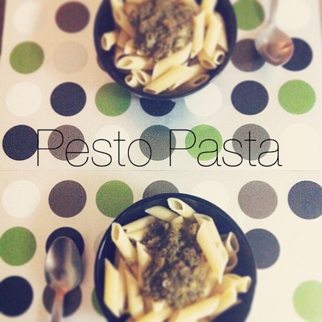 Pesto Pasta for dinner again. This is addictive. #food #instadaily