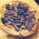 grilled wagyu beef and mushroom pizza; perfect combi.