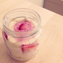 strawberry shortcake in a jar.
