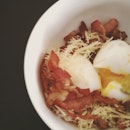Throwing all the must haves together - Parmesan Cheese + Bacon + Eggs.
