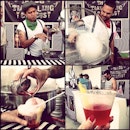 The making of my sweetly lethal #beardedlady #cocktail by #28travellingcircus of 28 Hongkong Street cocktail bar.