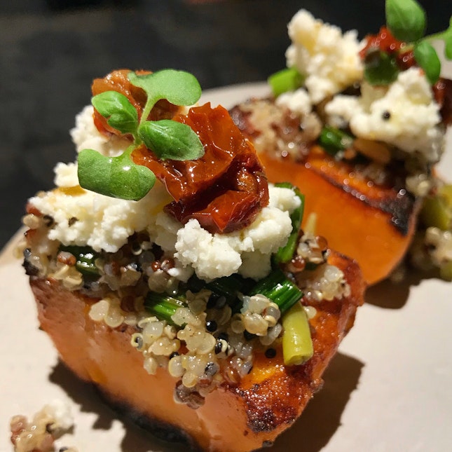 New To Menu: Charcoal-grilled Sweet Potato with Quinoa ($18++)