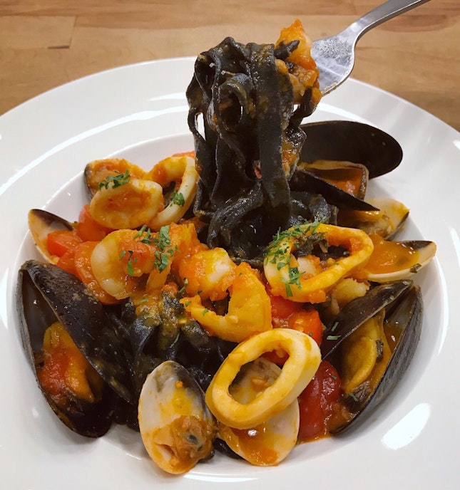 Squid Ink Pasta With Seafood