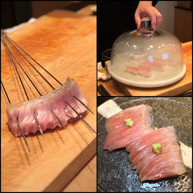 The Aged Baby Tuna Course In The Omakase Lunch Menu ($250++)