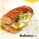 6" honeyoat #turkey breast for #lunch #subway extra cheddar #cheese, lettuce and cucumbers!
