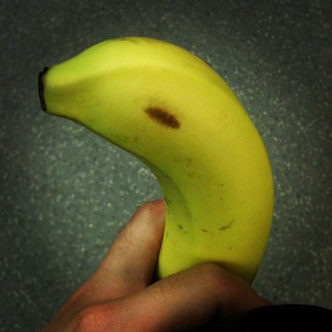 holding a #banana in #train is kind weird #food #foodporn