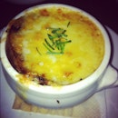 French Onion Soup with thick crostini and gruyere cheese melt which could have been better if its serve hot.