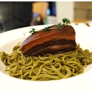 [Black Berkshire pork belly with warm cha soba]

Fork tender meat paired with delightfully soft gelatinous layers, melting and melding in harmony within your mouth.