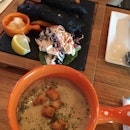 Charcoal Salmon And Clam Chowder