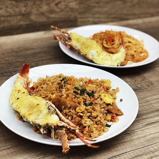 Lobster Fried Rice and Lobster Spaghetti at The Basement, Hong Leong Building.