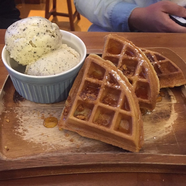 Waffles + Double Scoops ($11.90)