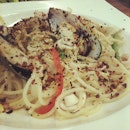 Seafood Aglio Olio for lunch  #pasta #aglioolio #seafood #food #foodie #foodporn #foodspotting #sgig #instasg #delicious #nom #yummy #yum