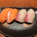Salmon Belly Sushi ($4.00) & Hamachi Sushi ($5.50)