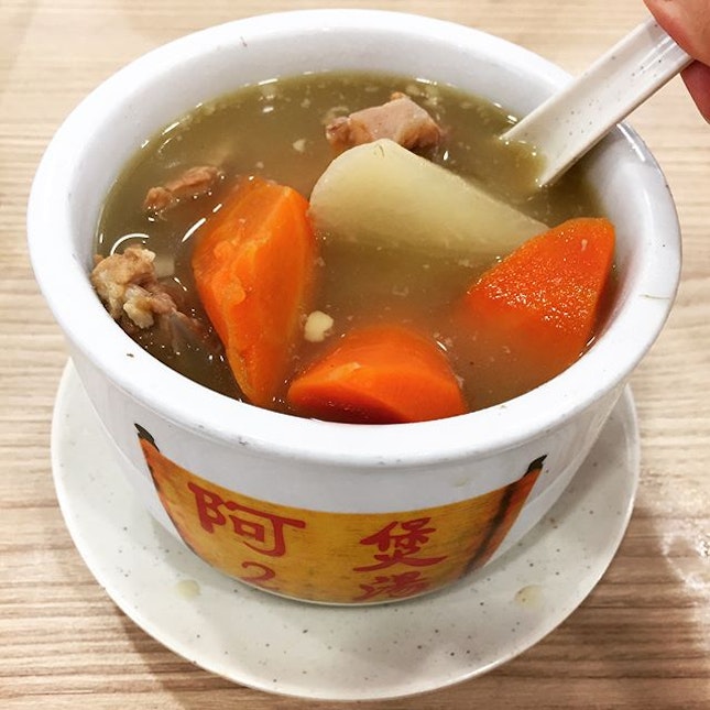 1. White Radish Pork Ribs Soup, 2. Old Cucumber Pork Ribs Soup, 3. Pumpkin Rice & Salted Vegetables @ Ah Er Soup 阿二煲靓汤, 3 Yuan Ching Road. 