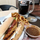 A&W® Cream Cheese Beef Burger Combo($10.90) plus Beef Coney Sauce($1)